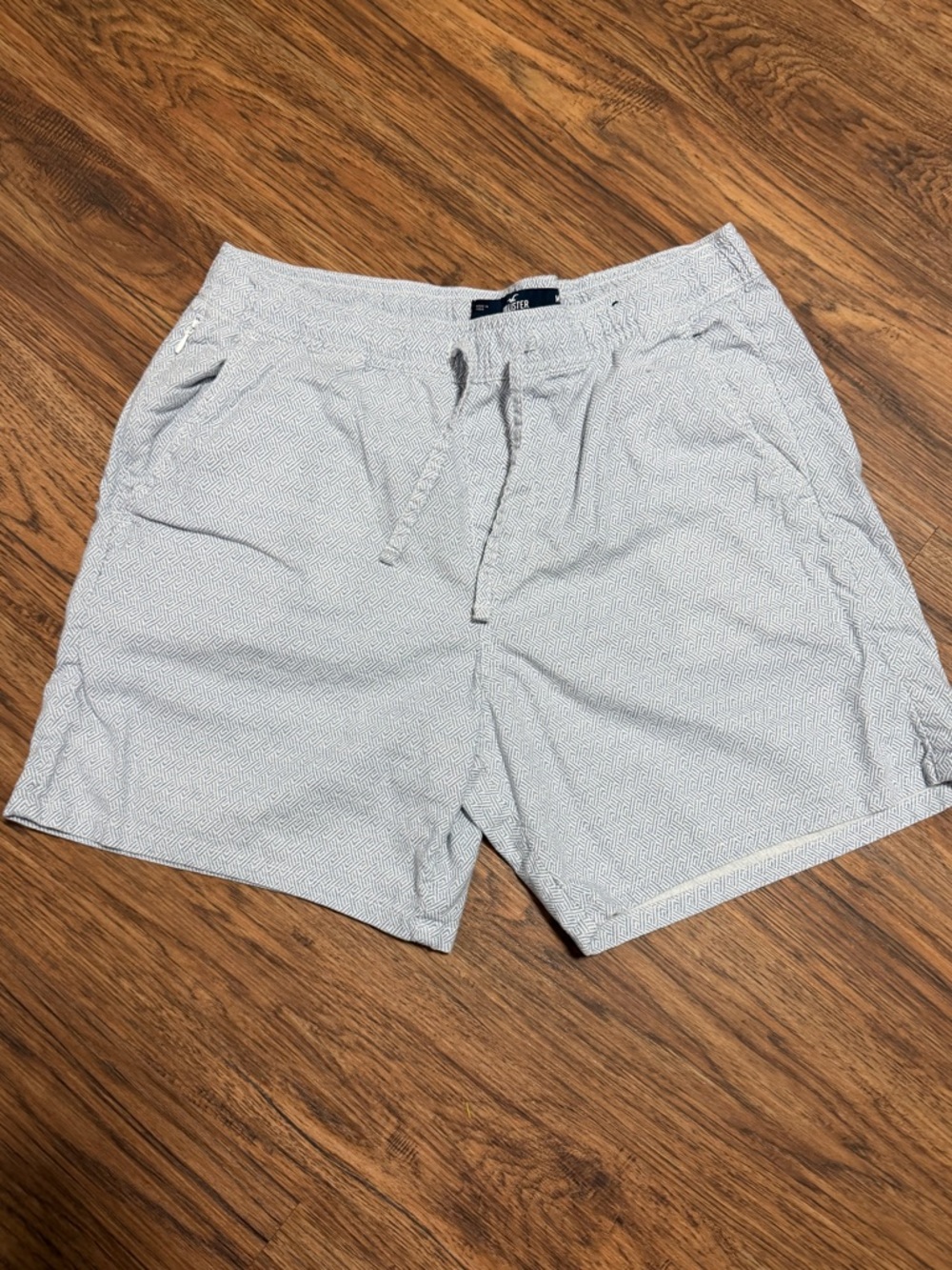 Hollister Light Blue Patterned Drawstring Shorts